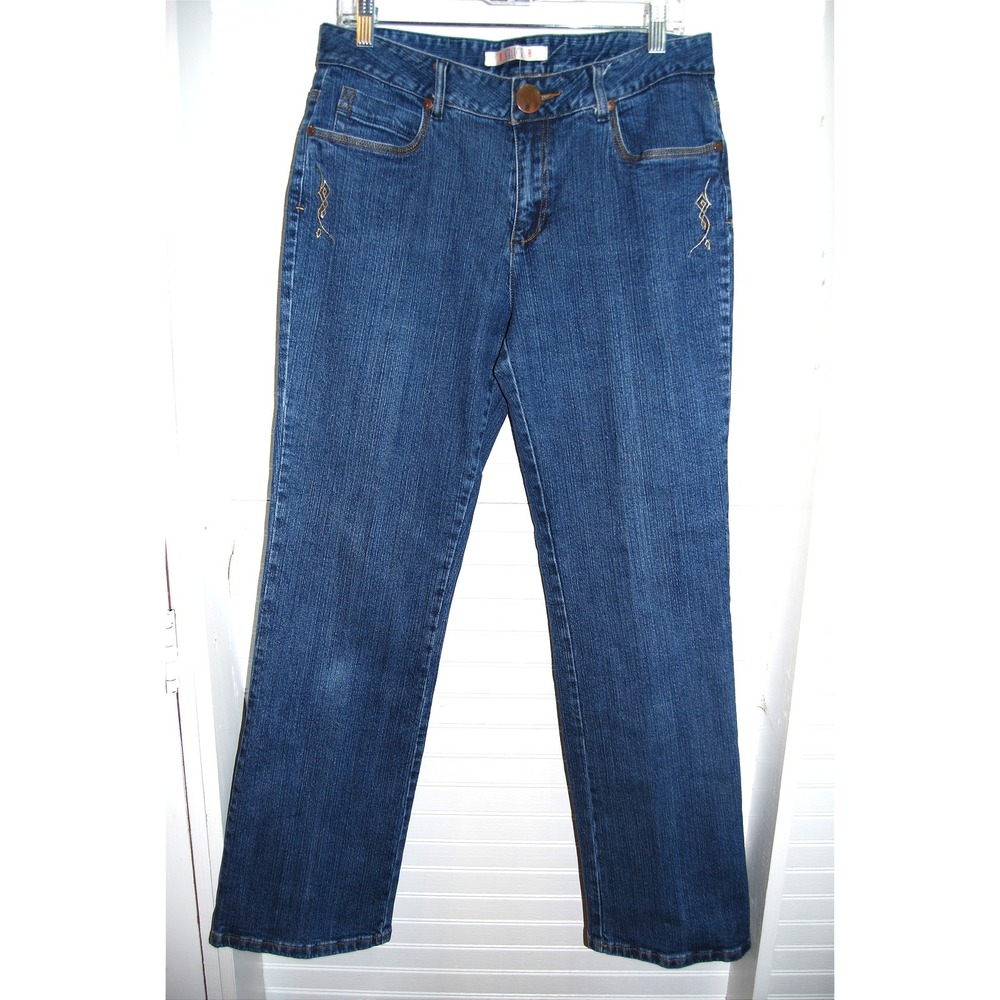 Bill Blass jeans Women's size 10 Stretch denim Embroidered Y2K Vintage Bootcut